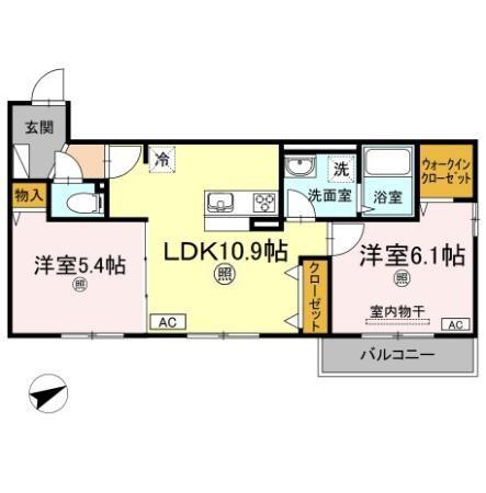 レセンテ1038(2LDK/2階)の間取り写真