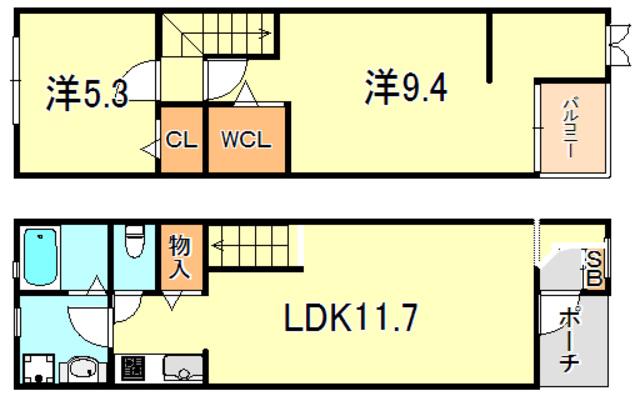 フラン神戸(2LDK/1階)の間取り写真