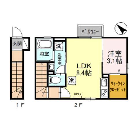 フェリオ(1LDK/2階)の間取り写真
