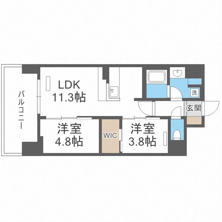 アーバネックス新町II(2LDK/6階)の間取り写真