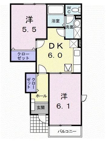 サニーハウスII(2DK/1階)の間取り写真