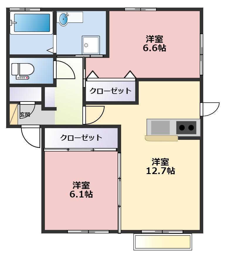 ブルンネンヒルズ(2LDK/2階)の間取り写真
