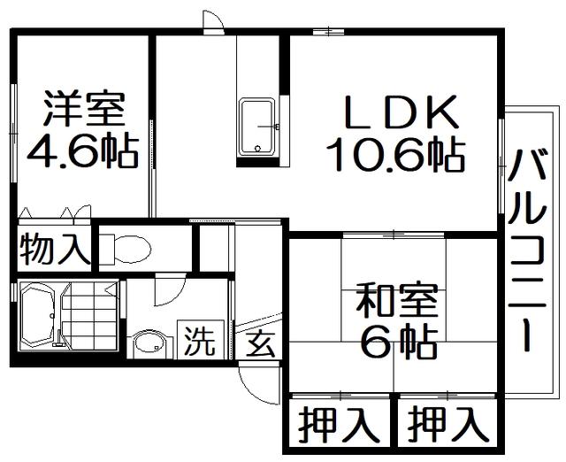 シャーメゾン茄子作II(2LDK/2階)の間取り写真