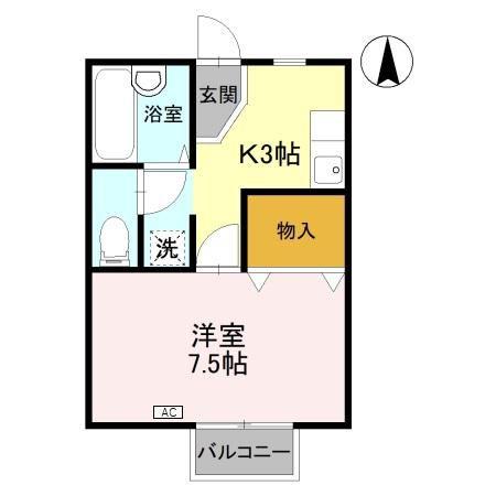 ウインズ寺町(1K/1階)の間取り写真