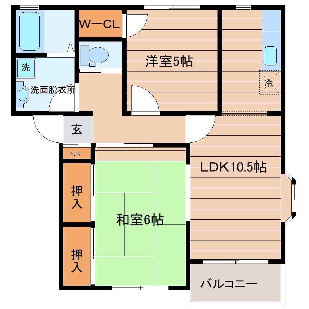 スプリングコートII(2LDK/2階)の間取り写真