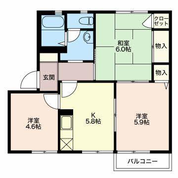 パセオ野神 B(3K/2階)の間取り写真