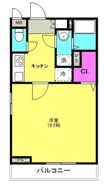 リコルテ 霞ヶ丘(1K/3階)の間取り写真