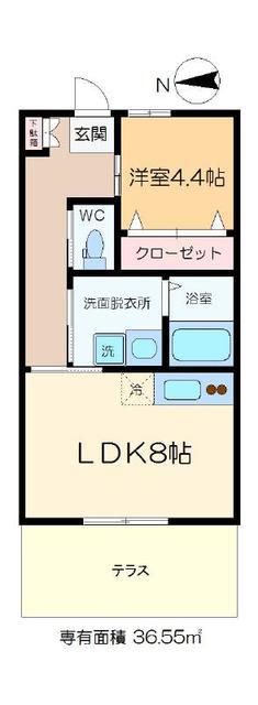 ルミエール水元(1LDK/1階)の間取り写真