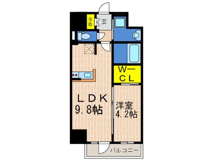 クリエイトビュー三宮磯上公園(1LDK/9階)の間取り写真