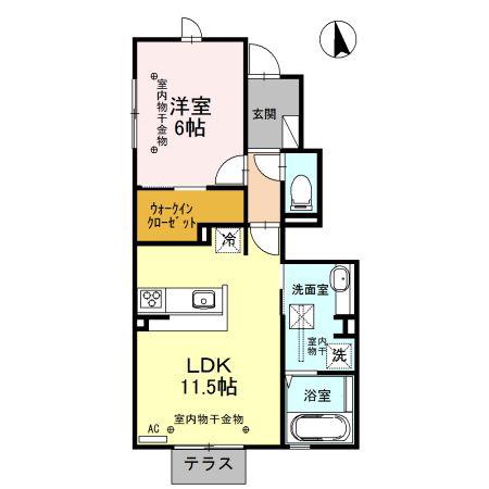 ドマン セマン(1LDK/1階)の間取り写真