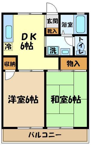 セジュール三鷹(2DK/2階)の間取り写真