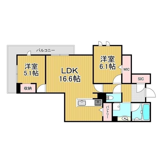 ル・シエル開智(2LDK/3階)の間取り写真