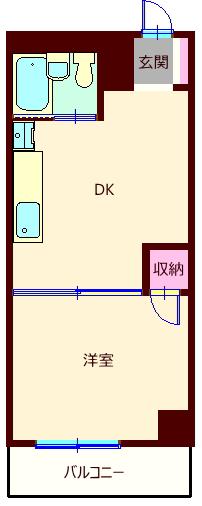 サンファスト中馬込(1DK/5階)の間取り写真