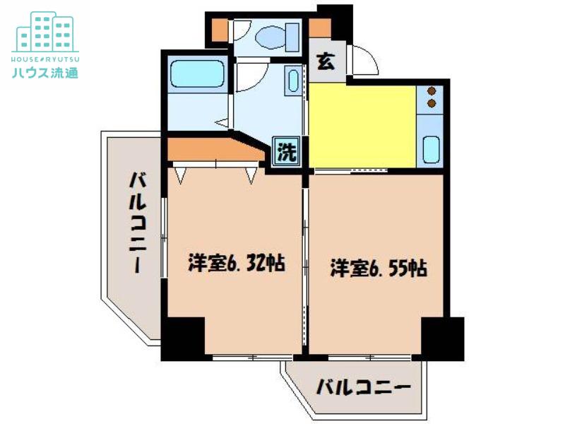 ウィング弐号舘(2K/11階)の間取り写真
