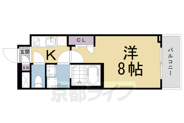 グランカーサ京都駅前(1K/4階)の間取り写真