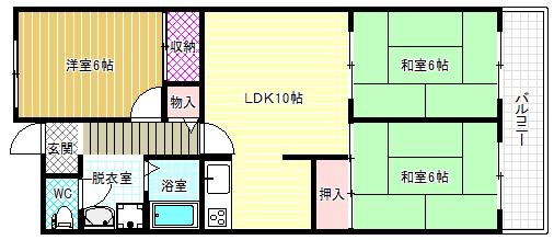 エトワール尾谷(3LDK/3階)の間取り写真