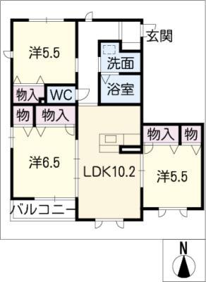 シャーメゾン川口(3LDK/2階)の間取り写真