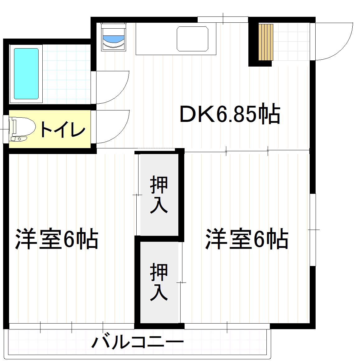 コーポ清水(2DK/2階)の間取り写真