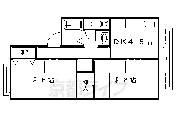 セジュールDEN(2DK/1階)の間取り写真