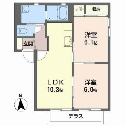 バリュージュ守秀 A(2LDK/1階)の間取り写真