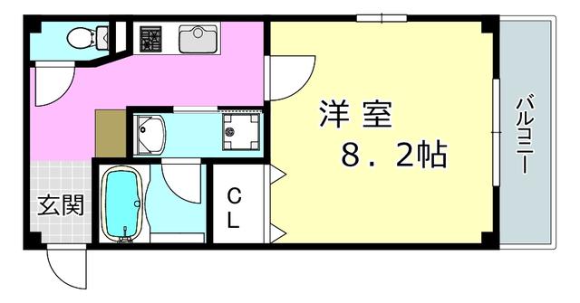メゾンアンシャンテ(1K/2階)の間取り写真