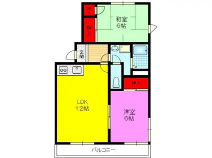 ベルデパラッツォ箕輪A棟(2LDK/1階)の間取り写真