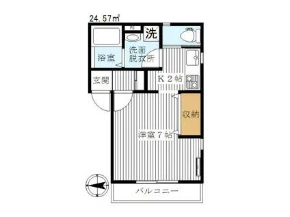 Vコート(1K/1階)の間取り写真