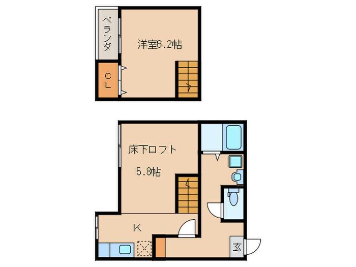 レジアス今宿(1K/1階)の間取り写真