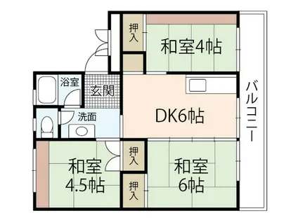 神田マンション(3DK/4階)の間取り写真