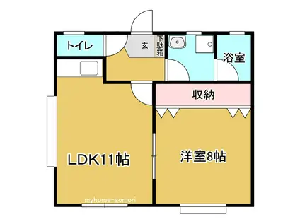 イーストハウス(1LDK/1階)の間取り写真