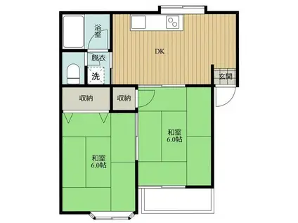 スペースシルキーナ(2DK/2階)の間取り写真