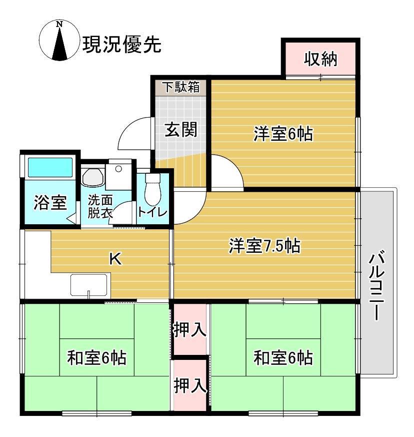 ドミール東原(4K/2階)の間取り写真