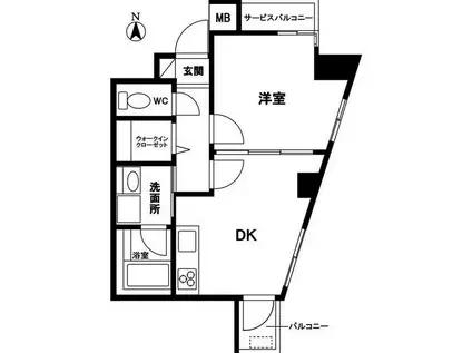 ハイリスベーネ池下(1DK/1階)の間取り写真