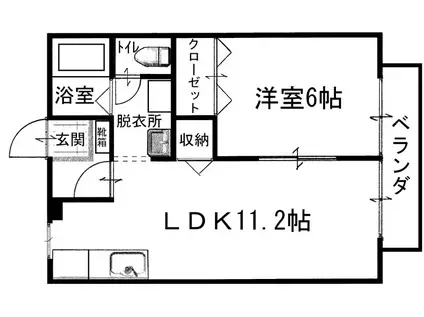 大野ハイツ2号地(1LDK/2階)の間取り写真