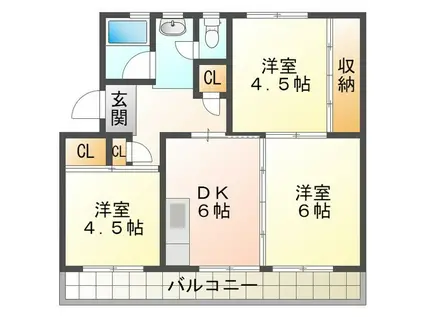 ビレッジハウス笹川49号棟(3DK/3階)の間取り写真