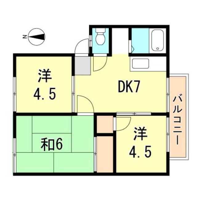 ウィンディア(3DK/2階)の間取り写真