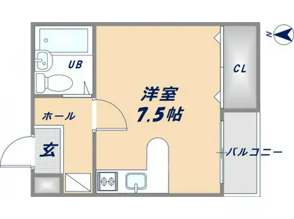 リバーライズ八戸ノ里(ワンルーム/6階)の間取り写真