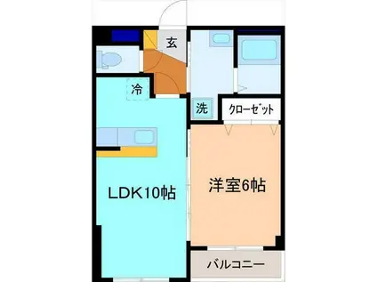サンライフ有松(1LDK/2階)の間取り写真