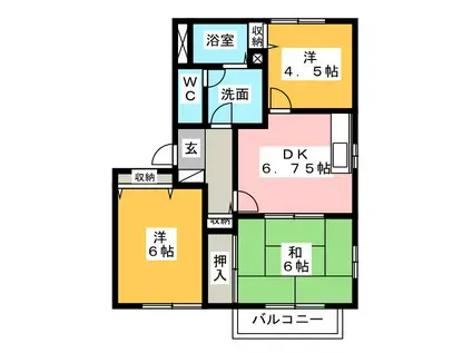 セントラル長松 A(3DK/1階)の間取り写真