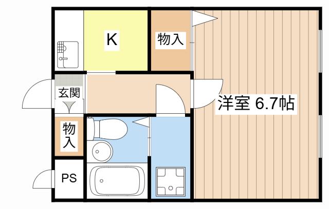 センターコート(1K/4階)の間取り写真