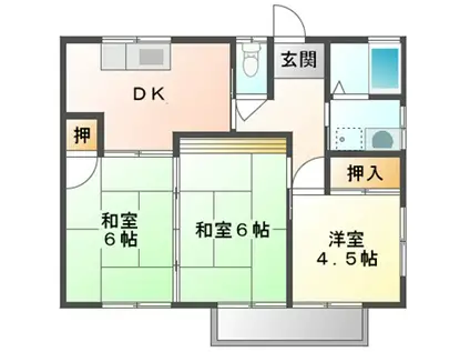 藤巻アパート(3DK/2階)の間取り写真