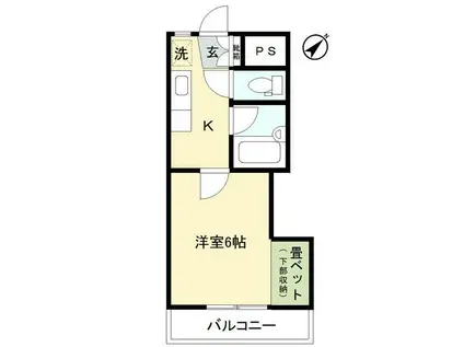 ウイングパレス飯塚(1K/1階)の間取り写真