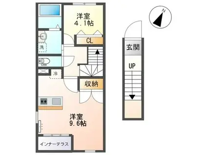 時津町浜田郷アパート(1LDK/2階)の間取り写真