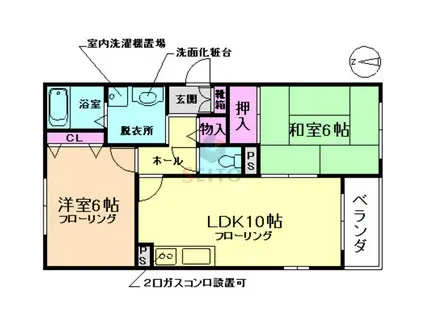 メルヴェーユ曽根(2LDK/3階)の間取り写真