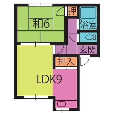 コーポ皆幸C棟(1LDK/1階)の間取り写真
