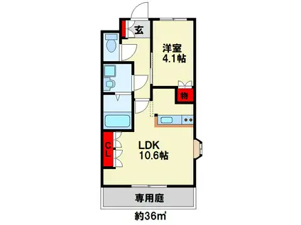 コンフォース行事(1LDK/1階)の間取り写真