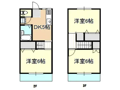 サンハイツKATAYAMA(3K/2階)の間取り写真