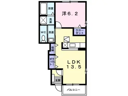 プロムナード弐番館(1LDK/1階)の間取り写真