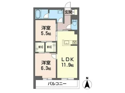 相鉄本線 鶴ケ峰駅 徒歩9分 3階建 築2年(2LDK/2階)の間取り写真