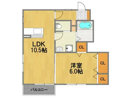 グリーンタウン松枝 B(1LDK/1階)の間取り写真